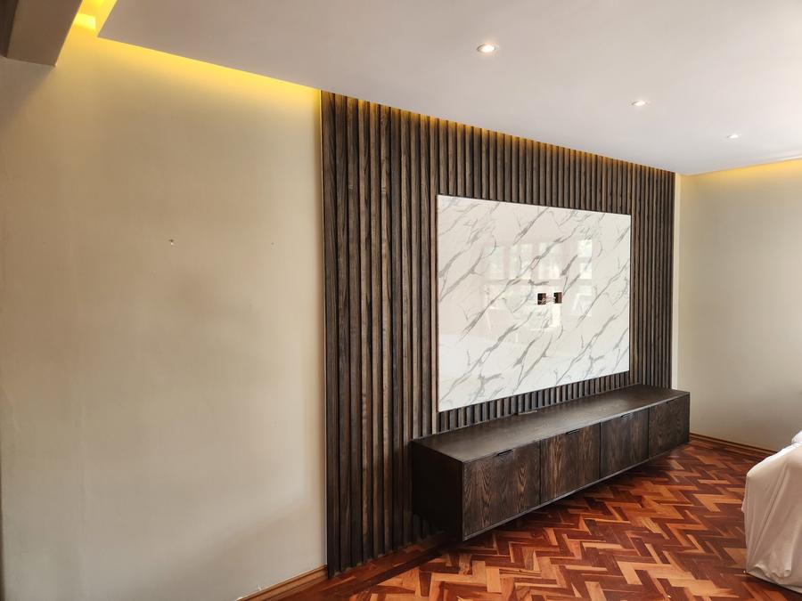 Custom TV cabinetry and wall build Westlake 2